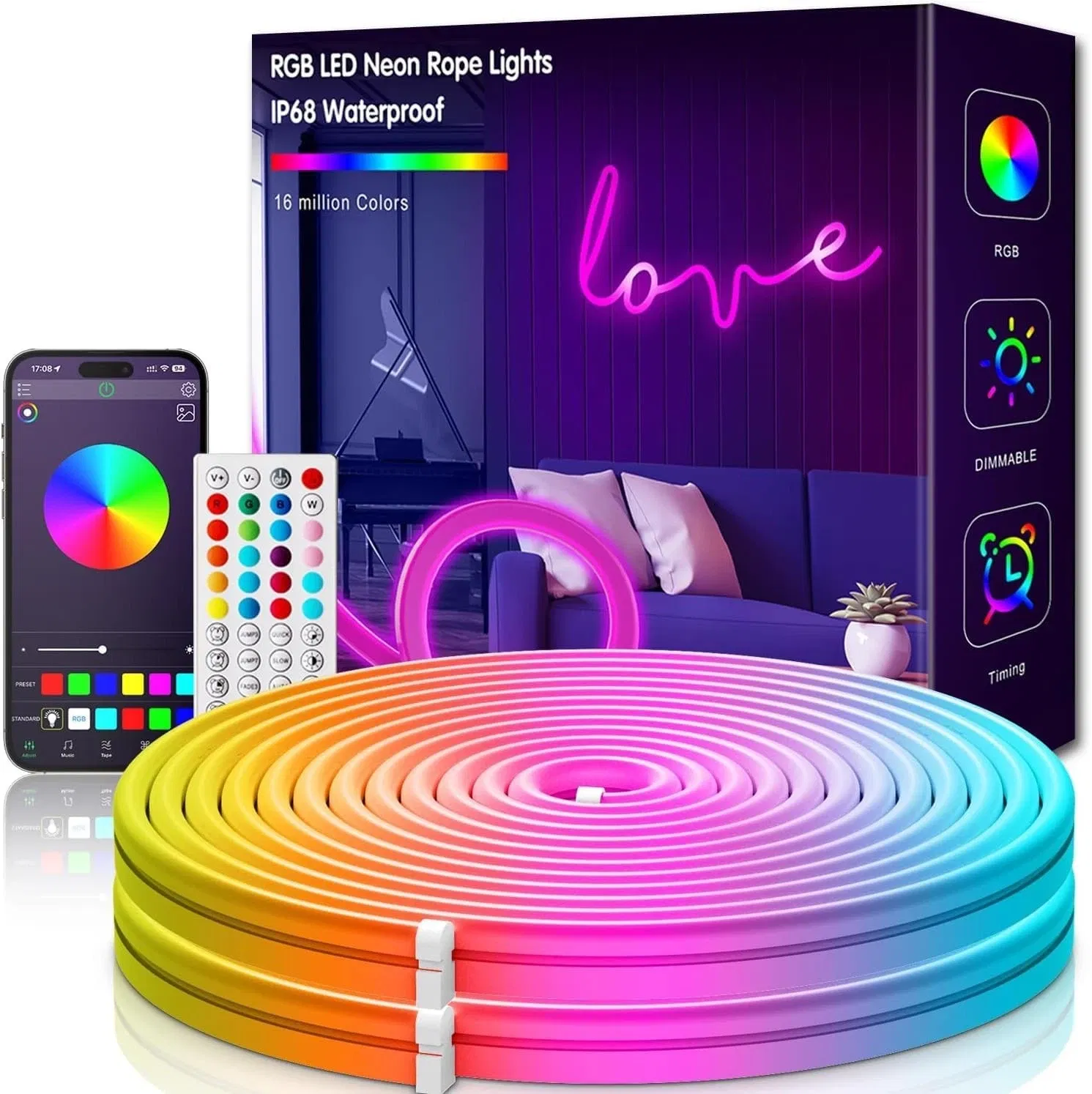 Fita de Luz Neon Rgbic LED - Solução de Iluminação Comercial para Exterior