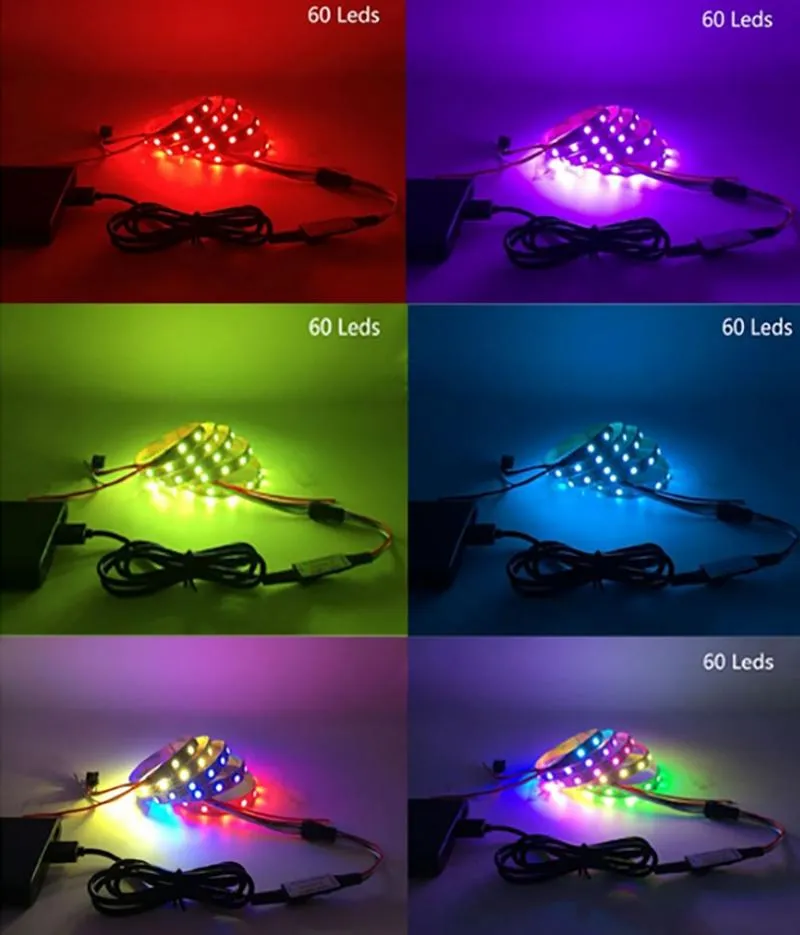 Kit de Fita LED RGB USB Personalizado DC5V por Atacado Ws2812b Fita de Pixel Endereçável com 14keys Controle Remoto para Lâmpada de Armário de TV