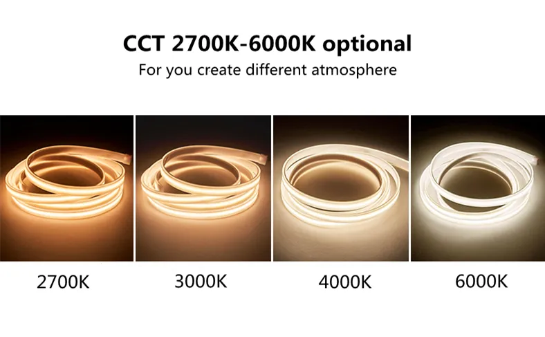 Fita LED COB DC de Alto Lúmen 2700K-6500K 12V 24V para Uso Comercial com Certificação CE