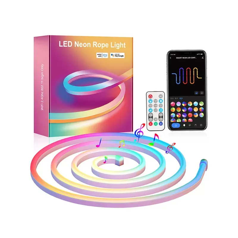 Fita de LED Neon Flexível RGBW Rgbcct Conexão USB Controle WiFi IR Música