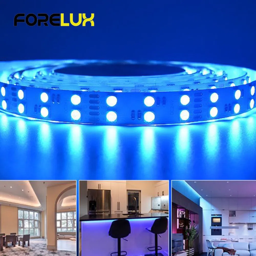Fita LED RGBW de Dupla Linha 120LEDs/M SMD 5050 24V para Uso em Perfil de Alumínio