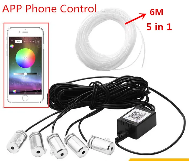 Fita LED RGB para carro, luz interior, decorativa, flexível, tira de atmosfera