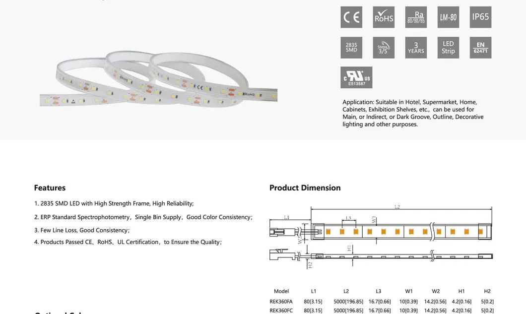Fitas de LED à Prova d'Água de Alta Brilho 2835 60LEDs