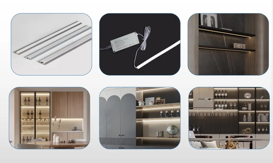 Iluminação Difusa de Perfis de Alumínio com Luz Linear Ajustável de Temperatura de Cor para Montagem Sob o Armário por Atacado