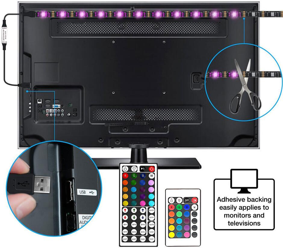 5050 Flexible TV Backlight 5V USB LED Strip Wth Remote Control
