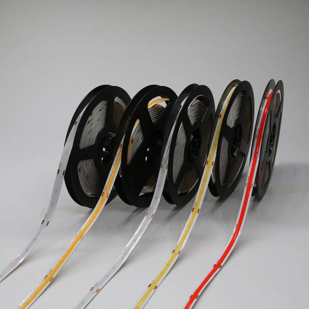 Iluminação Linear COB LED Flexível de Alta Densidade Dimerizável DC12V 24V Faixa de LED COB de Baixa Queda de Tensão