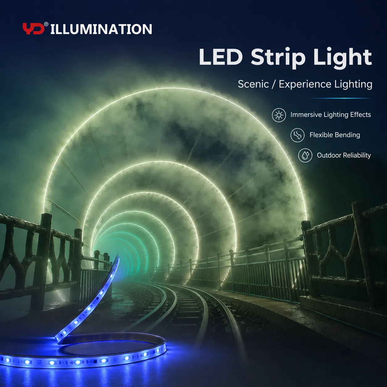 Iluminação Arquitetônica Brilhante para Exterior com Design de Fita LED Durável IP68