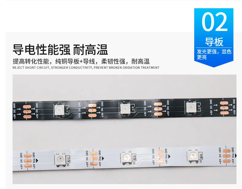 Fita LED RGB endereçável Ws2812b Tira LED 5V 30LED Pixel IP65 à prova d'água