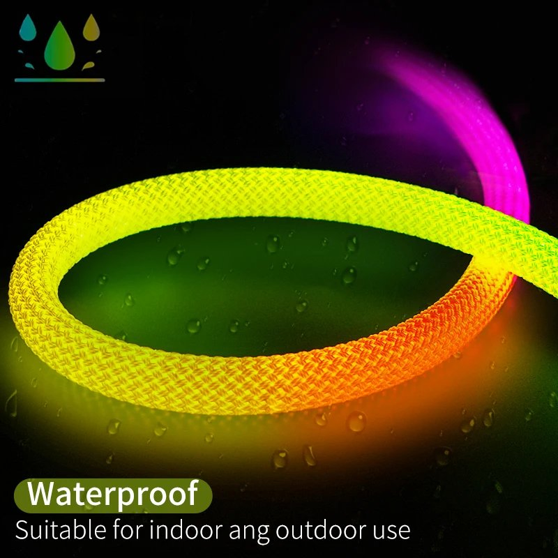 Fita de LED Neon 360360 Padrão Reticulado Redondo de 0 Graus Fita de LED Neon 50LEDs/M Fita de Luz de Corda Flexível de Cor dos Sonhos RGB+IC em Silicone DC5V