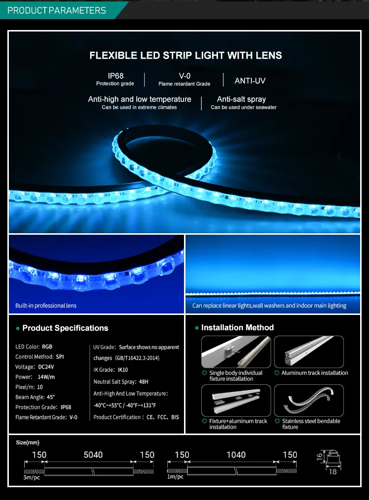 Super Brilhante 12W/M RGB IP68 Fita de LED à Prova d'Água Alta Luminosidade para Exterior