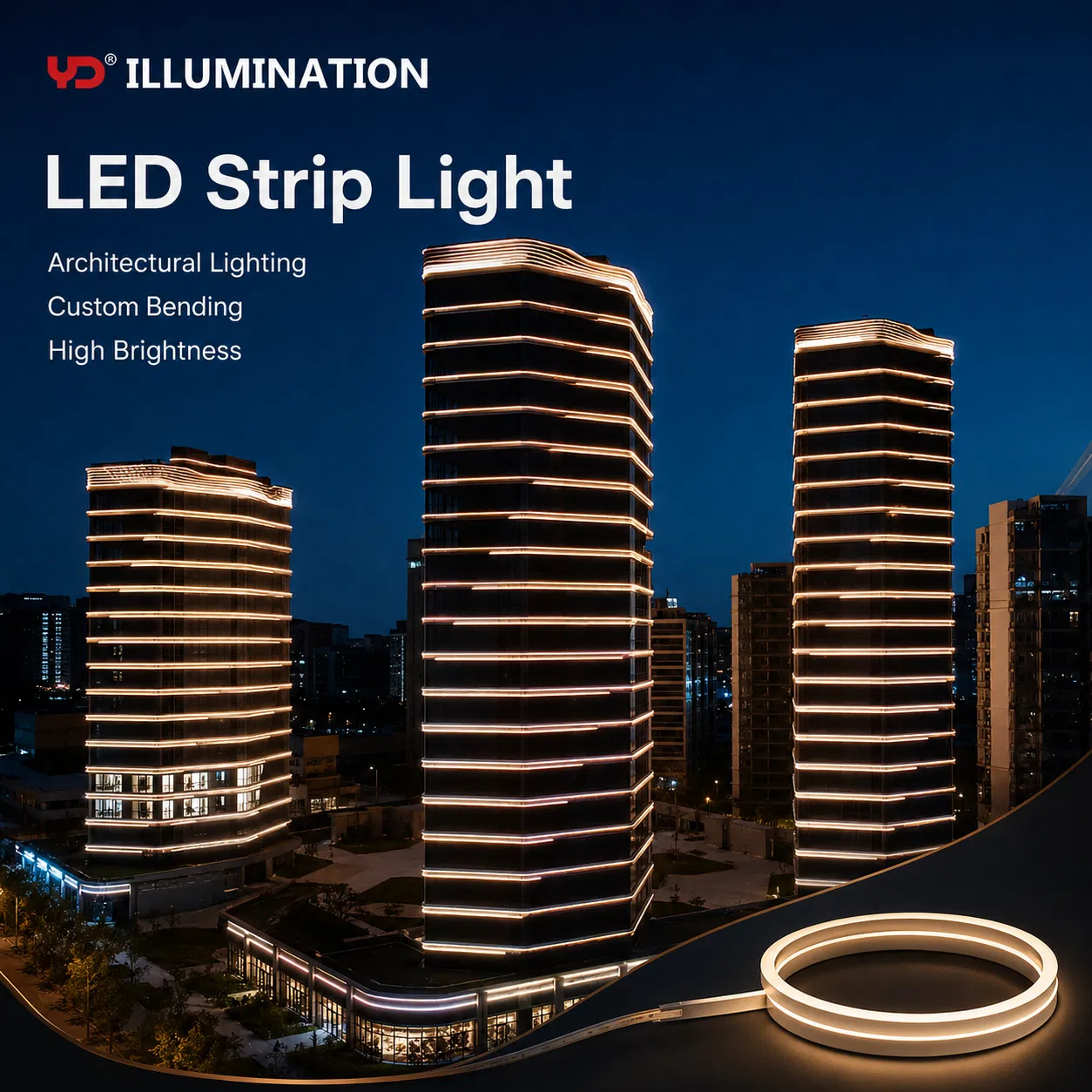 Iluminação LED de Faixa Externa IP68 para Brilho Confiável na Arquitetura