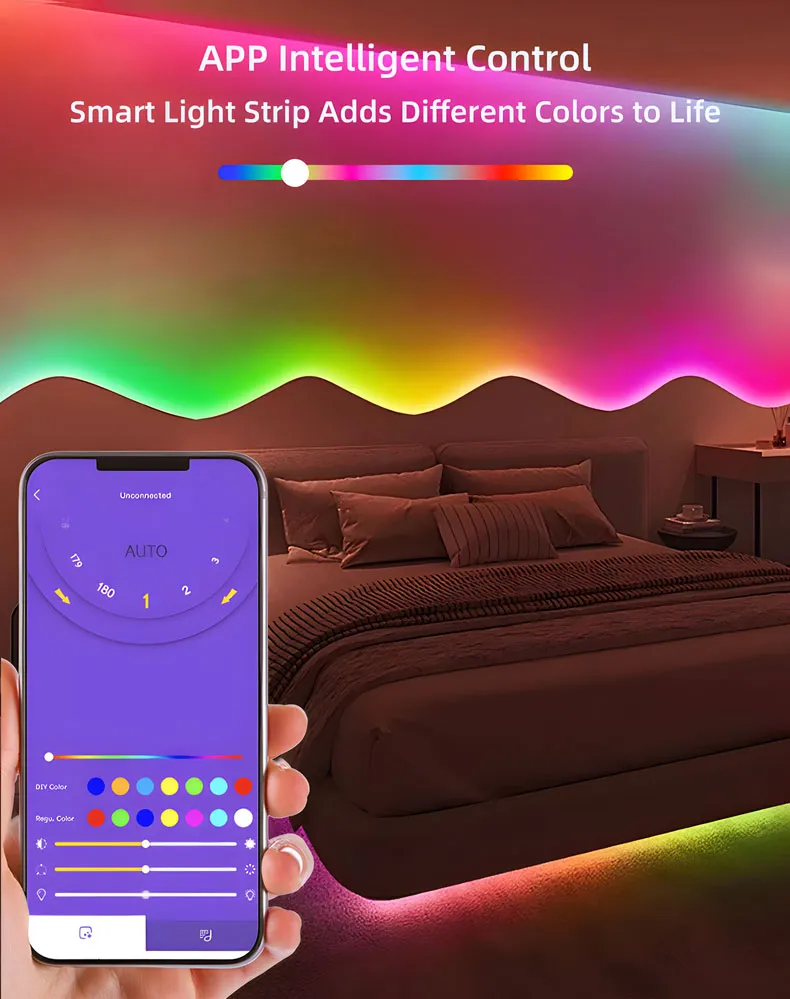 WS2811 Fita de LED RGB endereçável 12V 24V 60 72 84 96 120LEDs/M Fita de LED com pixel inteligente com controle de aplicativo de sincronia musical para decoração de festas em casa