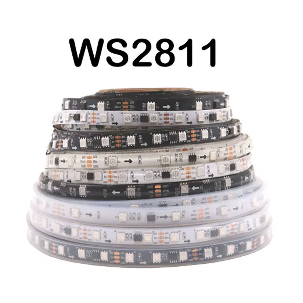Ws2812b Ws2811 Ws2813 Ws2815 5050 Fita LED Rgbic Inteligente Ws2812 IC Endereçável Individualmente 30/60/144pixels/LEDs/M Luz DC5V/12V