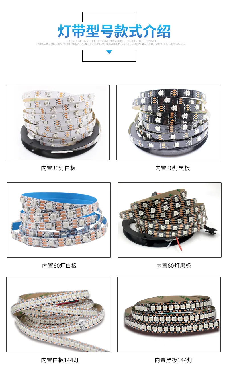 Fita LED RGB endereçável Ws2812b Tira LED 5V 30LED Pixel IP65 à prova d'água