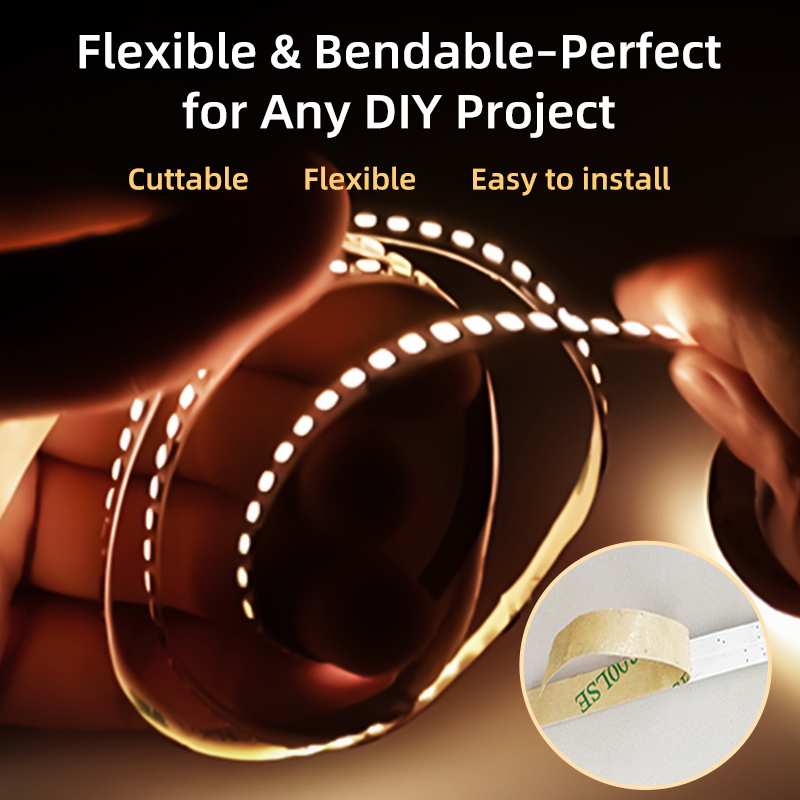 SMD2835 240LEDs/M Fita LED Flexível Dimerizável TUV CE RoHS Certificada para Iluminação de Armário, Luz de Fundo de TV, Iluminação de Paisagens