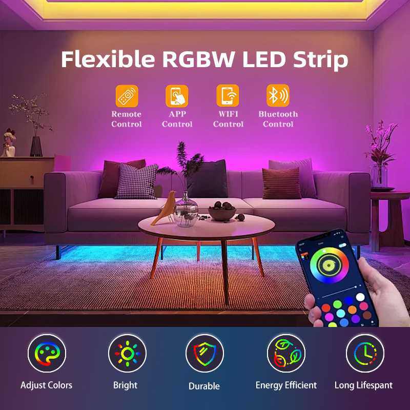 Fita de Luz LED Flexível RGBW Super Brilhante à Prova d'Água IP65 USB 24V/12V DC