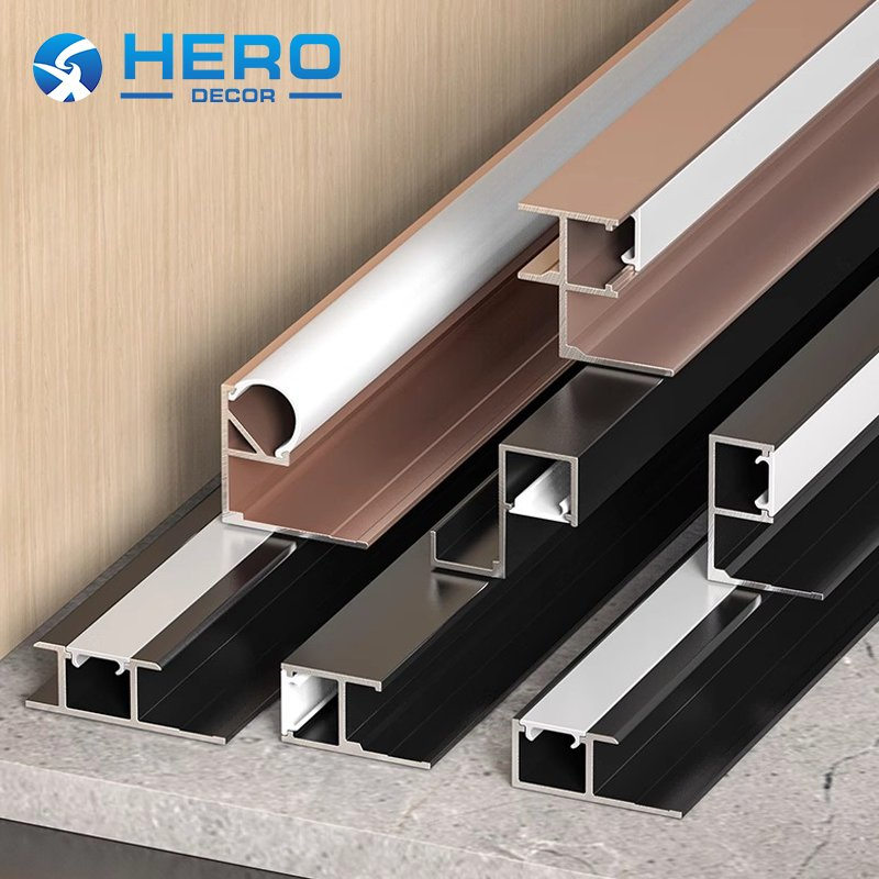 Perfil de Painel de Parede em Alumínio LED Materiais de Construção Forma de Canto Interno de Metal Herói Fita