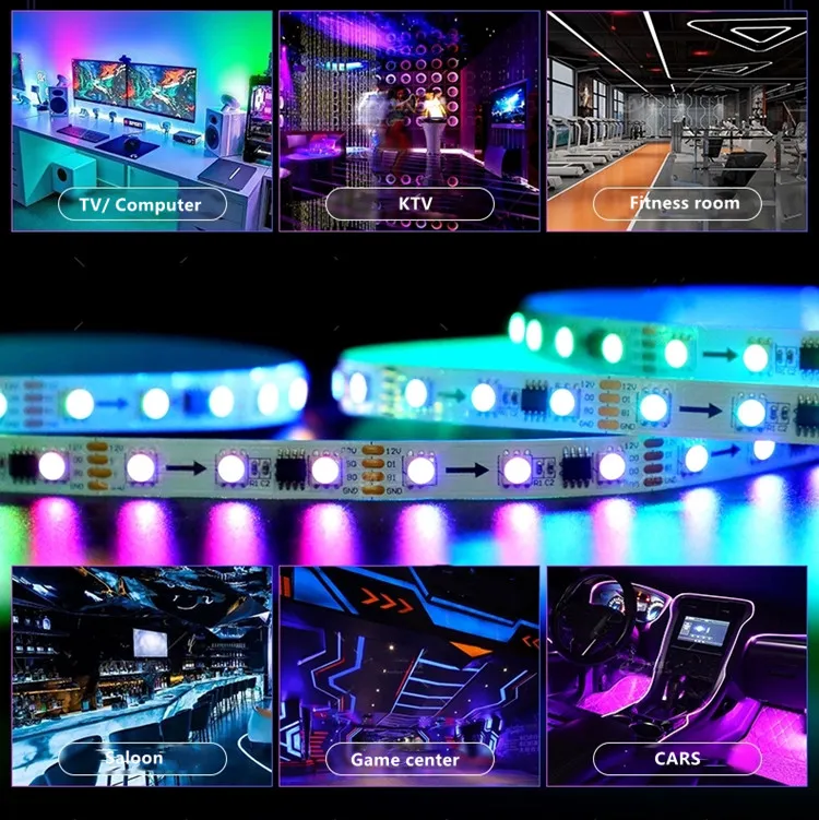 784drgbic Endereçável Individualmente 30/60/74/96/144LEDs/M Ws2812b Fita de LED