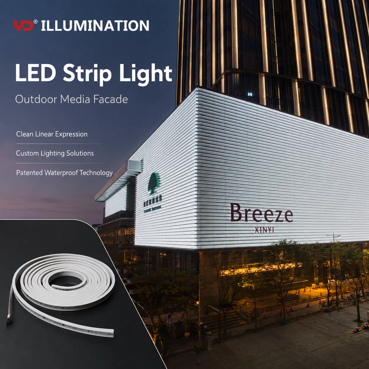 IP68 Fita de LED para Arquitetura Externa com Conectividade Wi-Fi