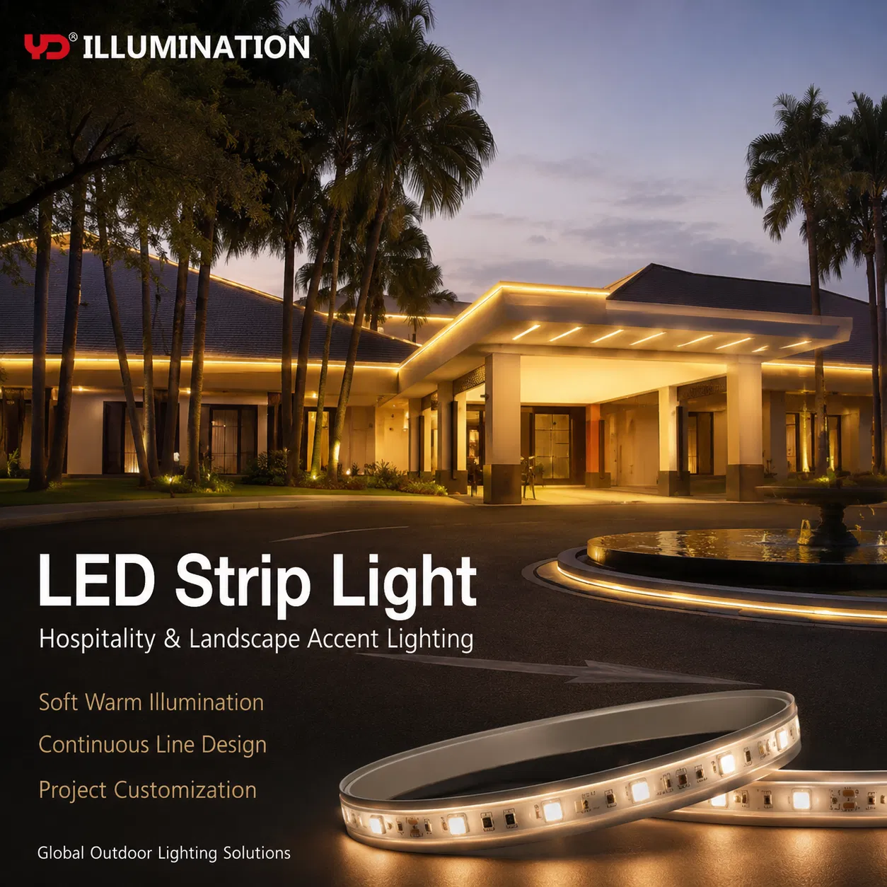 Iluminação Arquitetônica Brilhante para Exterior com Design de Fita LED Durável IP68