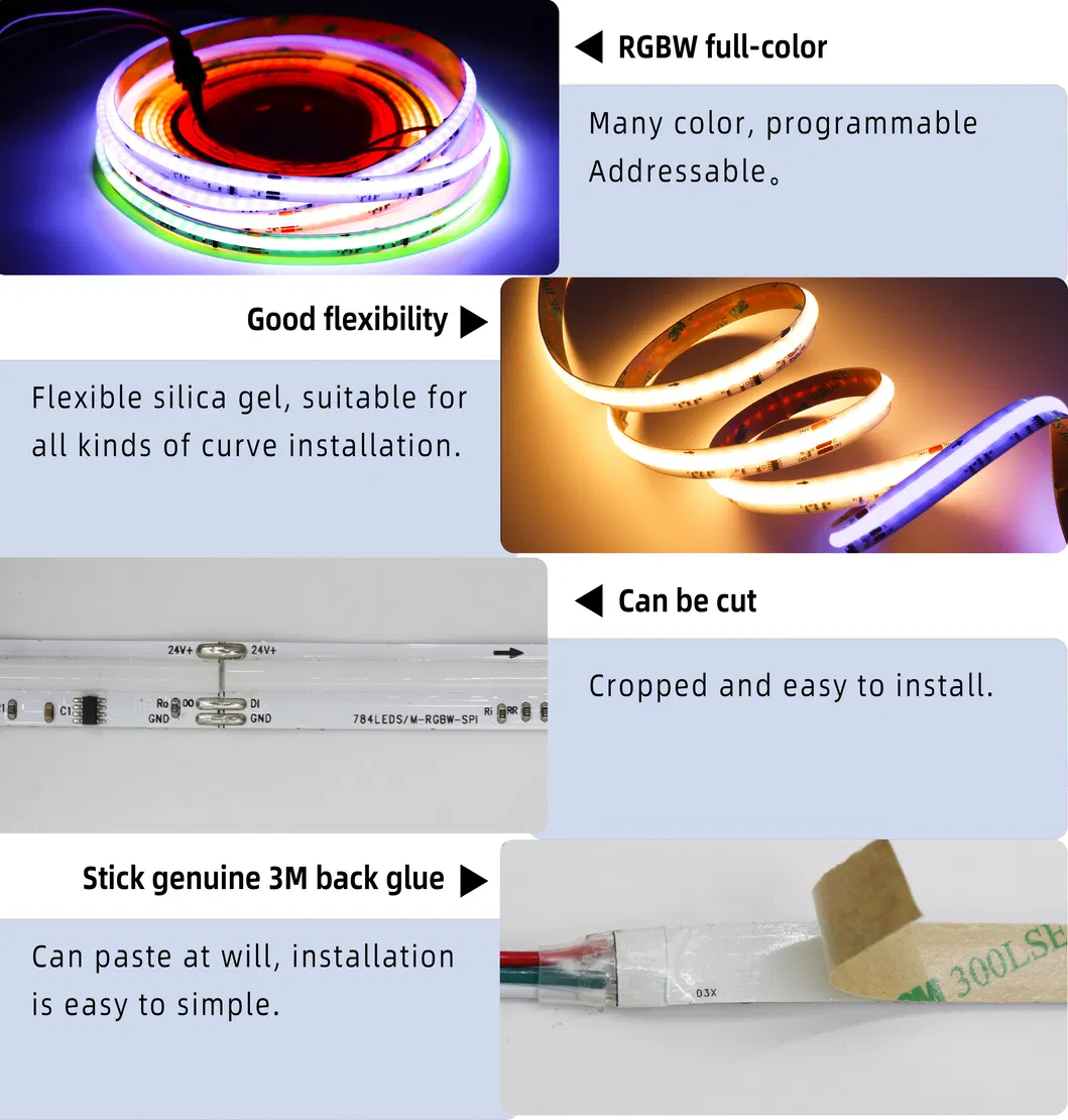 Ws2811 LEDs Rgbic Endereçáveis 576 Sem Ponto Alta Densidade Pixel Inteligente Fita de Luz COB