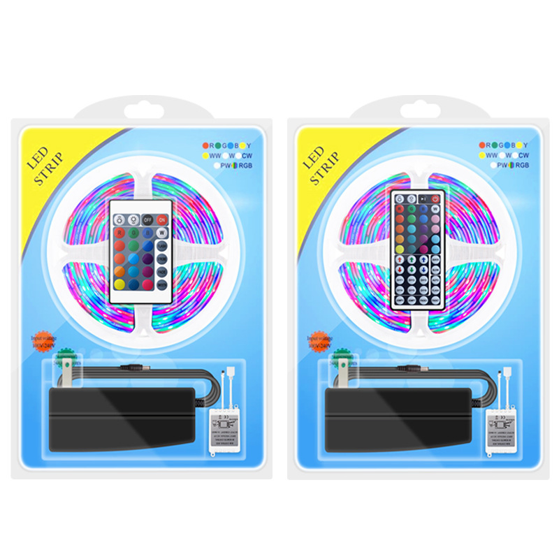 Bluetooth WiFi RGB DC5V 12V LED Flexível Decorativo 5m Kits Blister Fábrica Atacado Iluminação de Fita LED com Pacote Personalizado