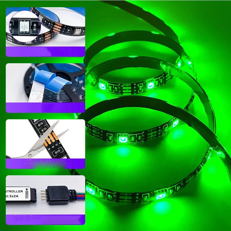 Controle Remoto USB 5V Luz de Fundo da TV do Quarto Fita LED Inteligente Rgbic