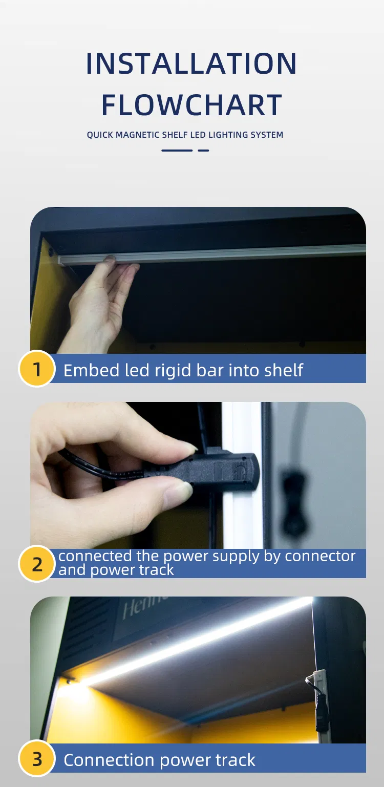 Luzes de LED sob o armário para vinho por atacado, tiras de luz para armários em perfil de alumínio para exibição em prateleiras de metal
