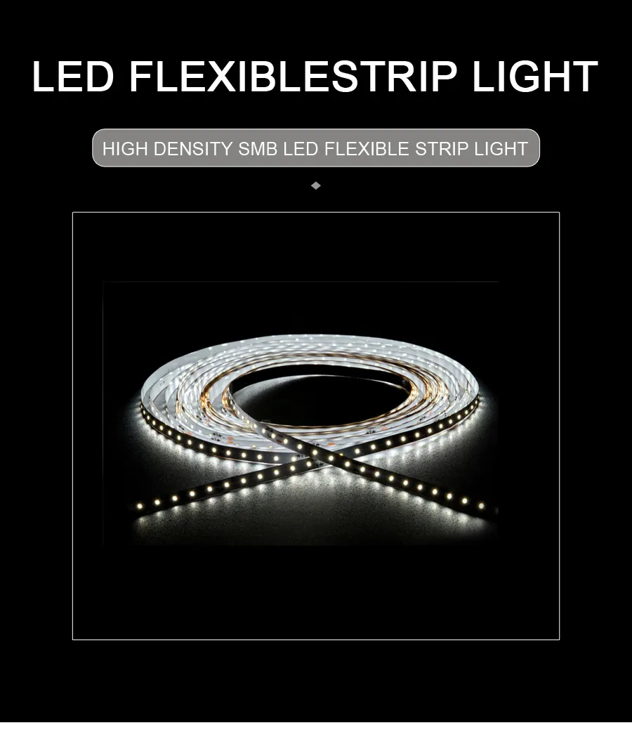 Fita de Luz LED SMD 2835 Decorativa à Prova d'Água para Interior de Alta Luminosidade