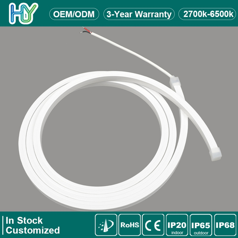 Fita de LED Neon de Silicone Flexível 8X8mm Curva Superior IP65 2835 168LED/M 12V 24V Alta Brilho para Iluminação Arquitetônica