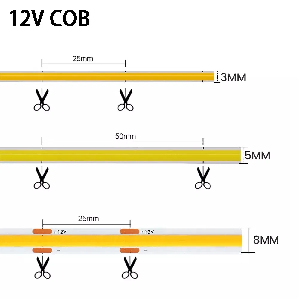 3mm Fitas de LED COB USB - 400LEDs para uma Ambiência Elegante