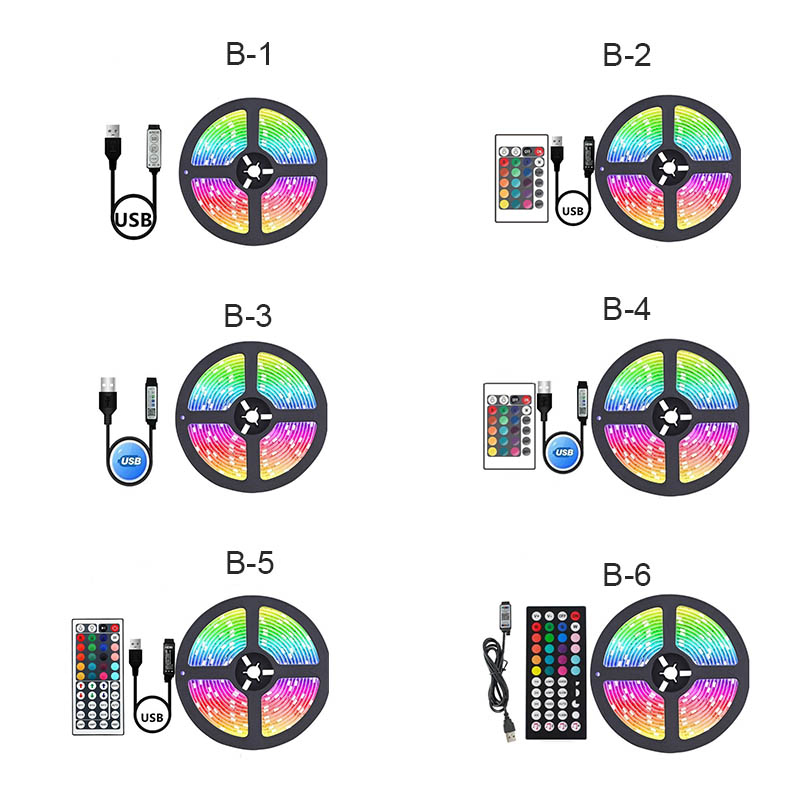 Controle Remoto USB 5V Luz de Fundo da TV do Quarto Fita LED Inteligente Rgbic