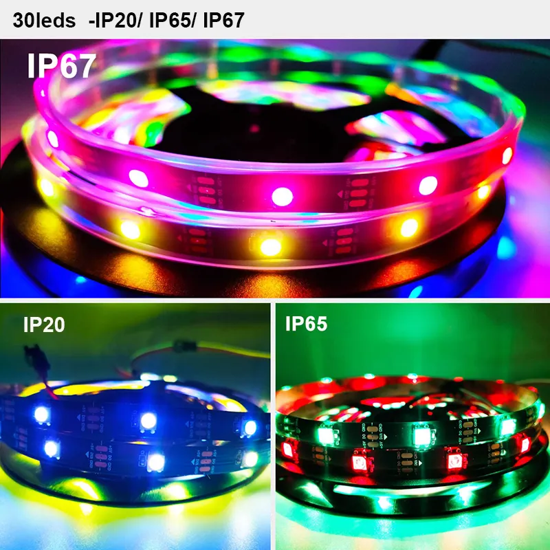 Kit de Fita LED RGB USB Personalizado DC5V por Atacado Ws2812b Fita de Pixel Endereçável com 14keys Controle Remoto para Lâmpada de Armário de TV