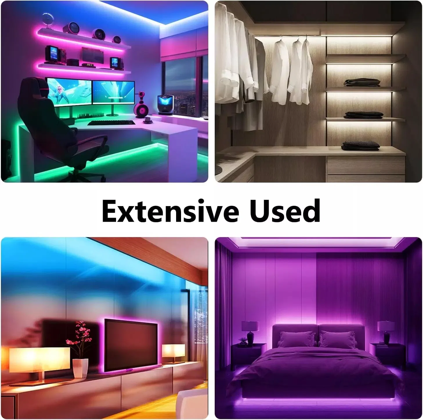 Fita de LED COB RGB inteligente Rgbic 576LEDs de alta densidade flexível