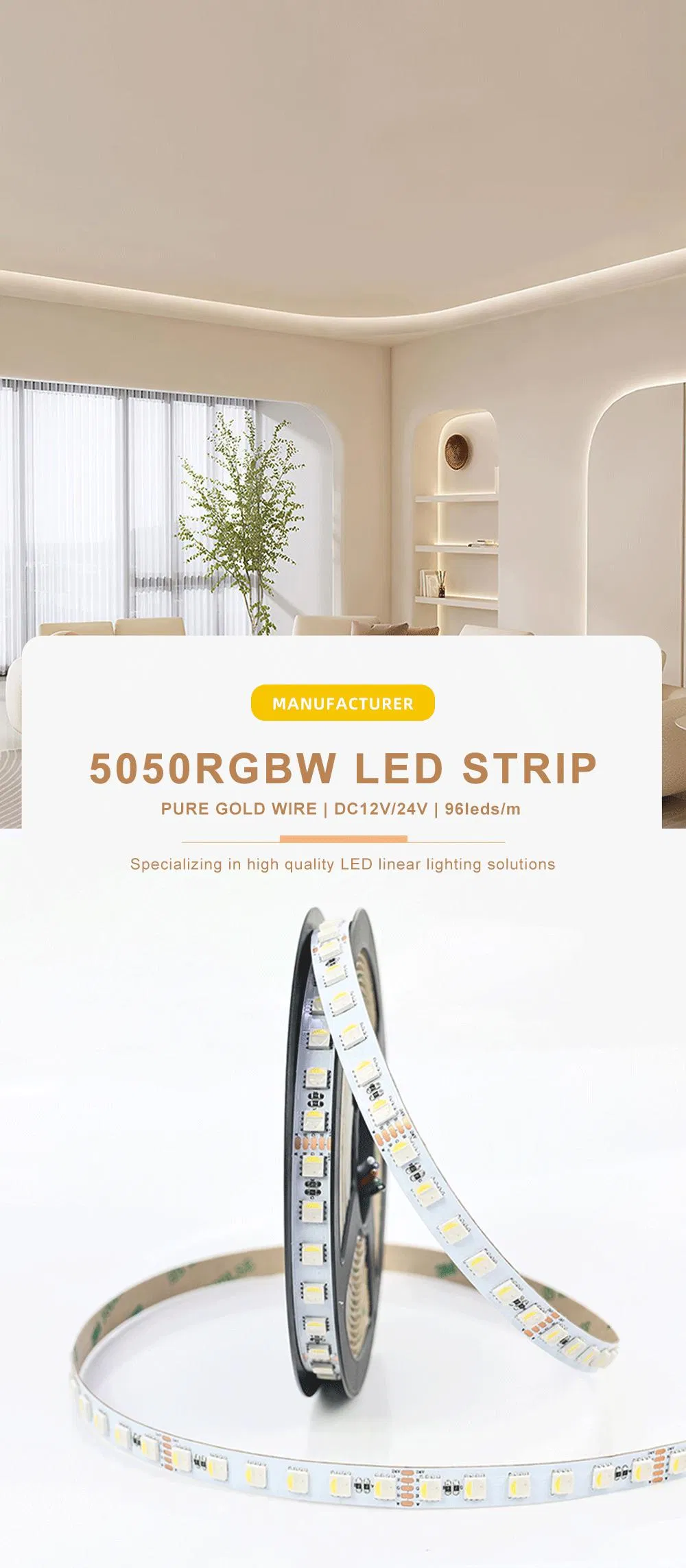 Fitas de Luz Multicoloridas Flexíveis SMD 5050 RGB RGBW RGBWW de Alta Qualidade 12V 24V com Controle Remoto