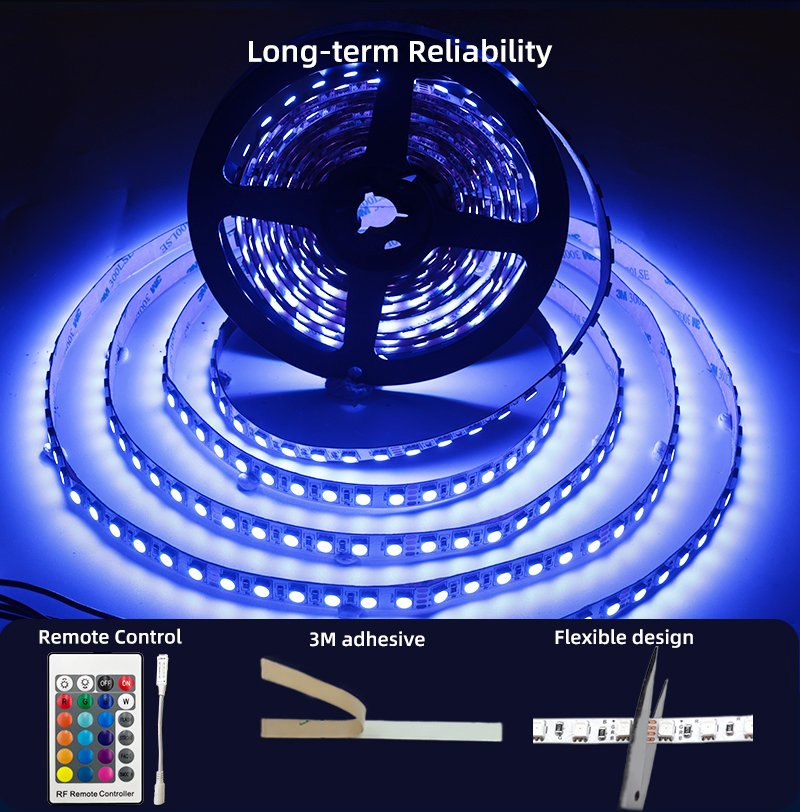 Aplicativo inteligente e controle remoto de fita LED flexível com mudança de cor para iluminação traseira de TV, decoração interna para casa