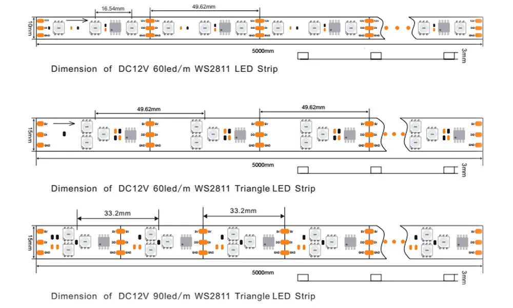 Ws2811 Endereçável 5050 60LED Fita LED RGB Mágica