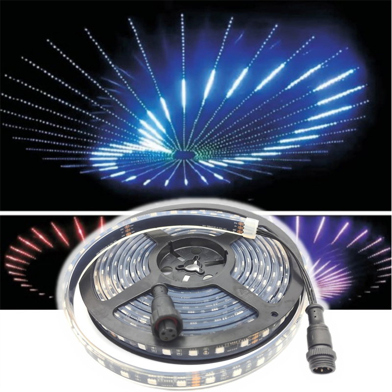 24V 12V SMD 5050 Fita LED Flexível RGB Endereçável DMX512 60LED/M IP68 Controle DMX Inteligente 10m/Roll 5m/Roll