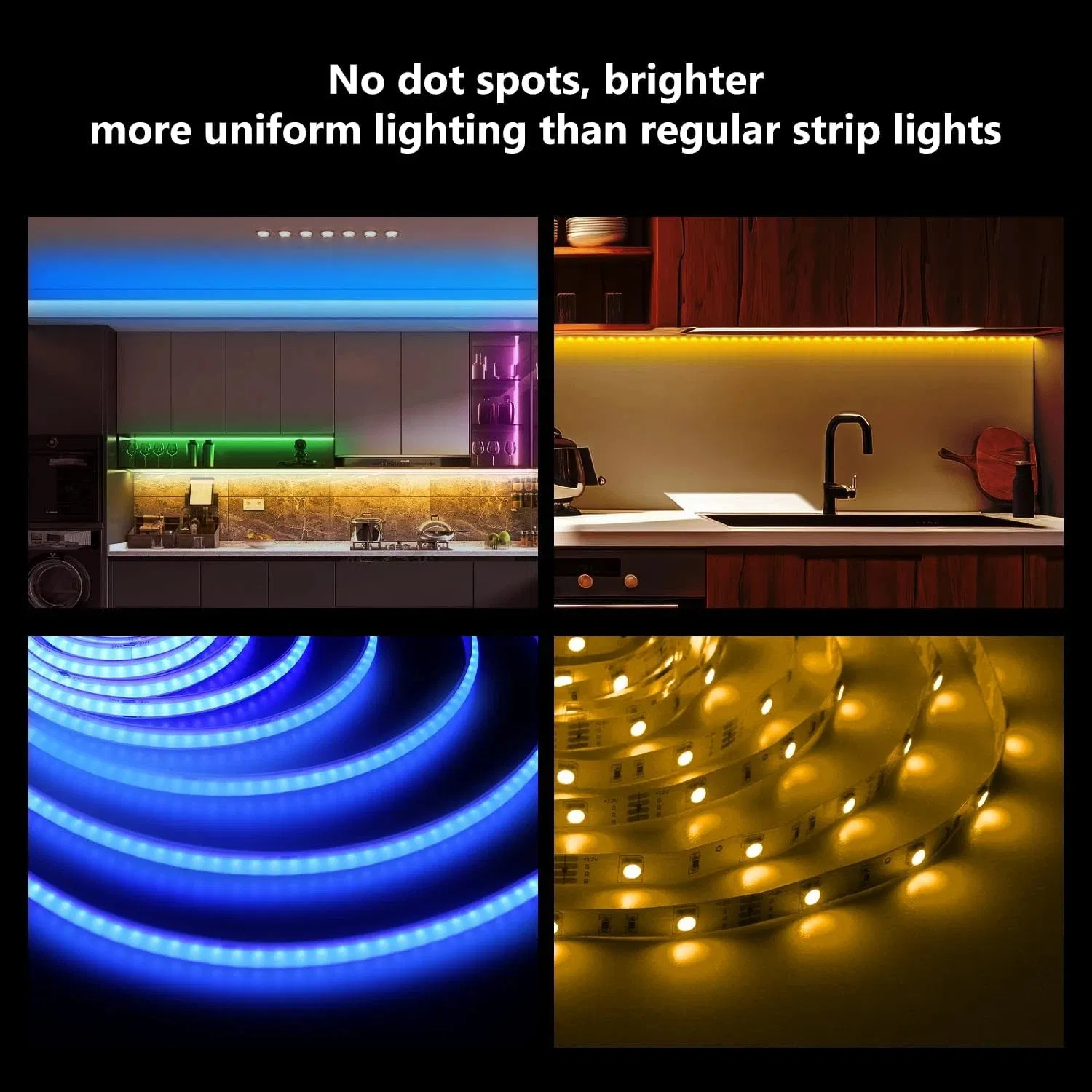 Fita de LED COB RGB inteligente Rgbic 576LEDs de alta densidade flexível