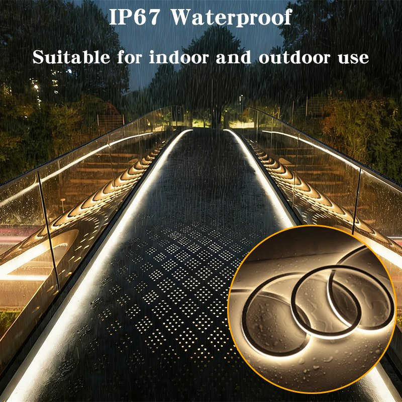24V IP67 Fita de Luz Neon Flex de Silicone à Prova d'Água, Alto Lúmen 80/90RA Efeito Sem Ponto Decoração de Luz Neon para Interior e Exterior