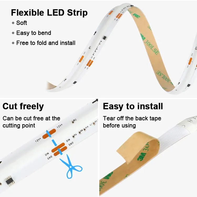 Cor dos Sonhos RGB COB 24V 720LEDs/M Fluxo de Água Pixel Fita LED