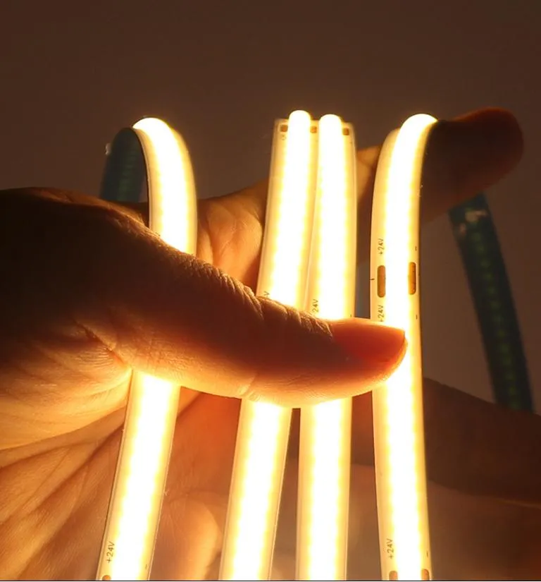 8mm Fita de Luz LED Flexível Adesiva Decorativa COB de Baixa Tensão