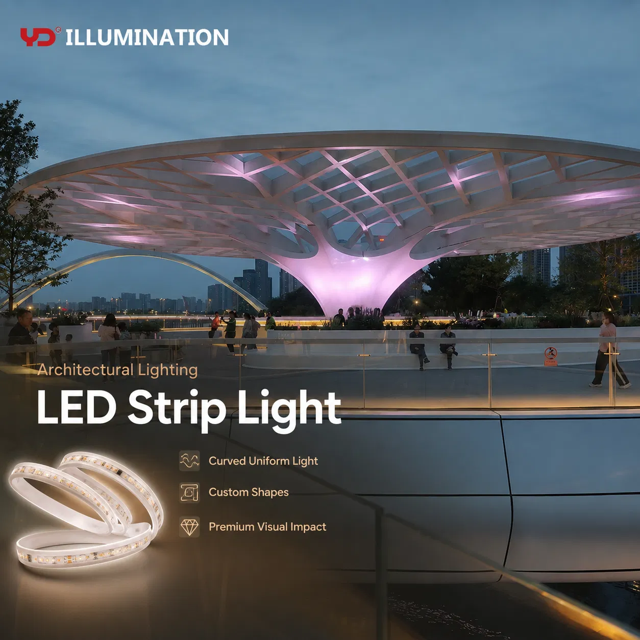 Fita LED Externa com Temperatura de Cor Ajustável IP68 para Iluminação Personalizada