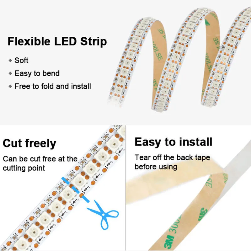 SMD5050 Ws2815 Fita LED inteligente para decoração de sala de jogos