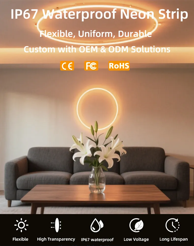24V IP67 Fita de Luz Neon Flex de Silicone à Prova d'Água