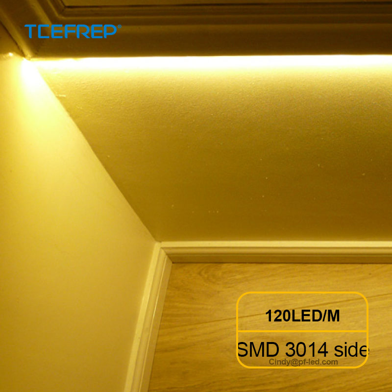 Fita LED de Emissão Lateral de Alta Densidade SMD3014 8mm, 120 LED/M, 12V, 5m