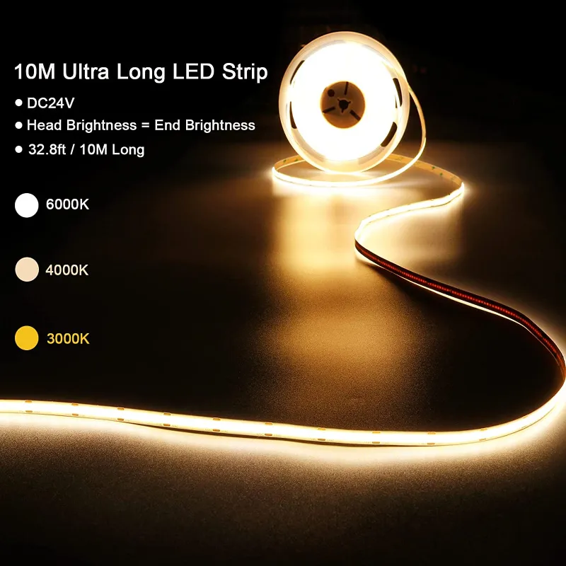 Fita de LED COB de Cor Única 480LEDs/M para Iluminação Residencial e Comercial