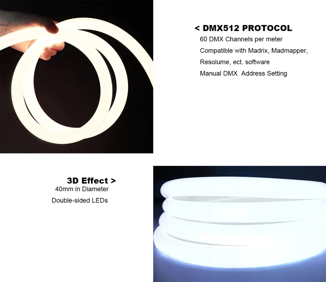 360 Tubo de Silicone para Fita LED Flexível 360º Fita Neon LED Decorativa Redonda