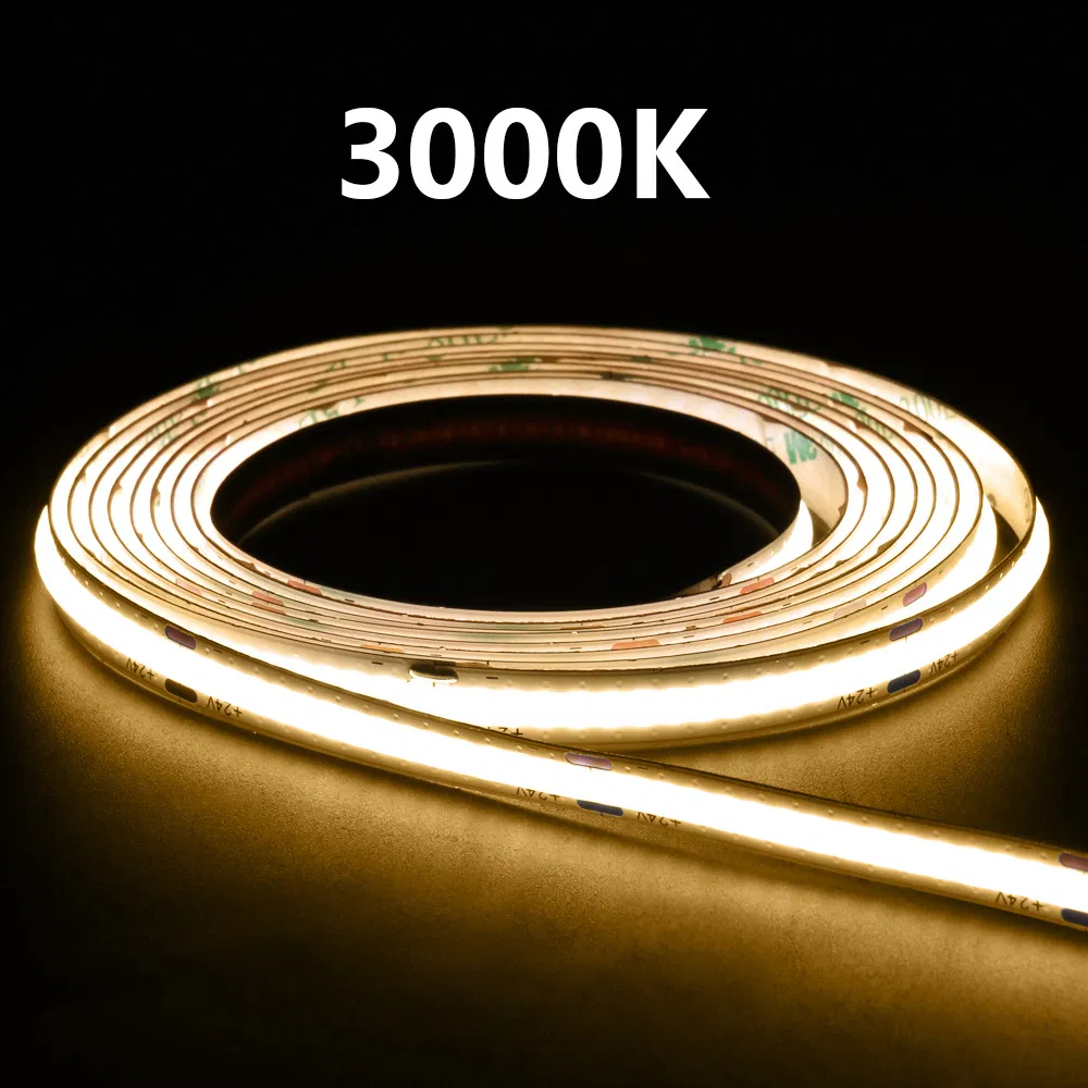 8mm Fita de Luz LED Flexível Adesiva Decorativa COB de Baixa Tensão
