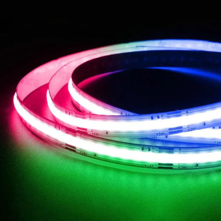 Fita de LED COB RGB inteligente Rgbic 576LEDs de alta densidade flexível